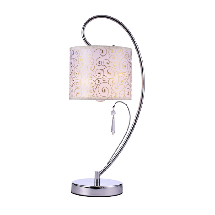 IM Lighting 1-light chrome modern crystal table lamp decorative contemporary indoor fabric drum shade lamp