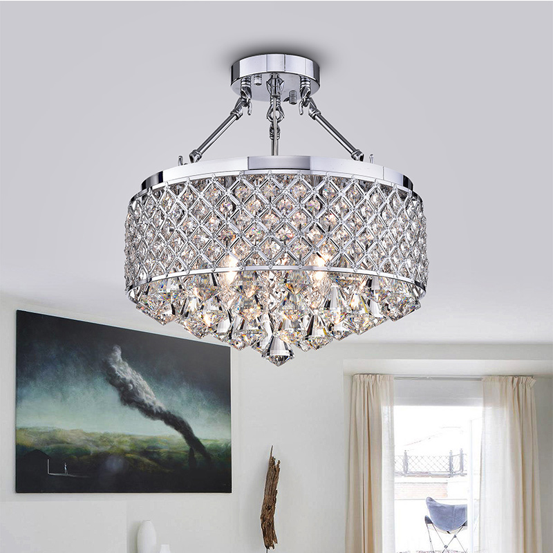 IM Lighting 4-lightChrome modern design crystal luxury modern me<x>tal lamp classic interior decoration lighting ceiling lamp
