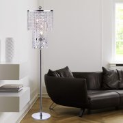 IM Lighting 3-light fancy chrome double chandelier crystal modern indoor decor standing floor lamp