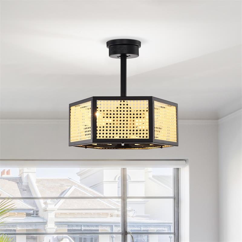 IM Lighting 3-light Modern retro minimalist rattan fan chandelier